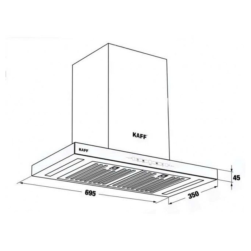 Kích thước máy hút mùi KAFF KF FLAT 7735B BOST 700mm – phù hợp nhiều không gian bếp.