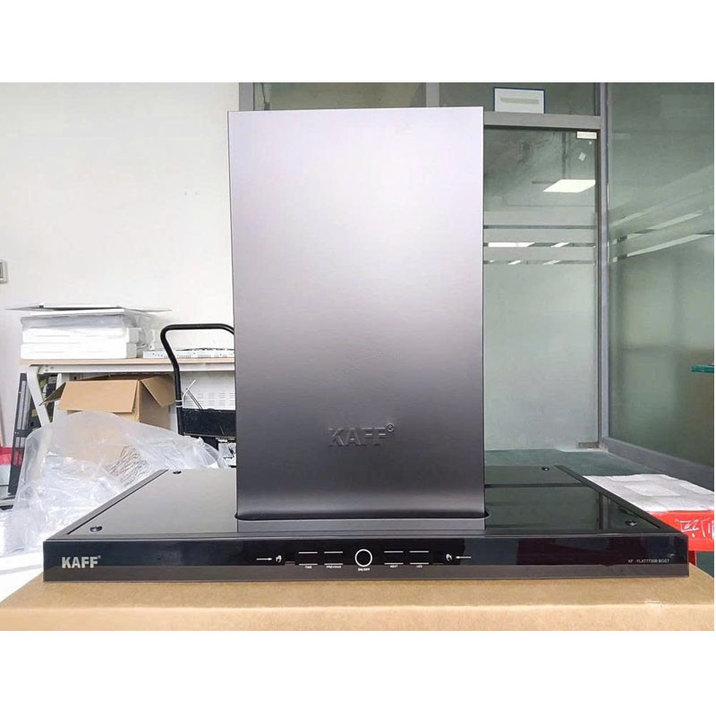 Máy hút mùi KAFF KF FLAT 7735B BOST chính hãng – thiết kế chữ T sang trọng, hiện đại.
