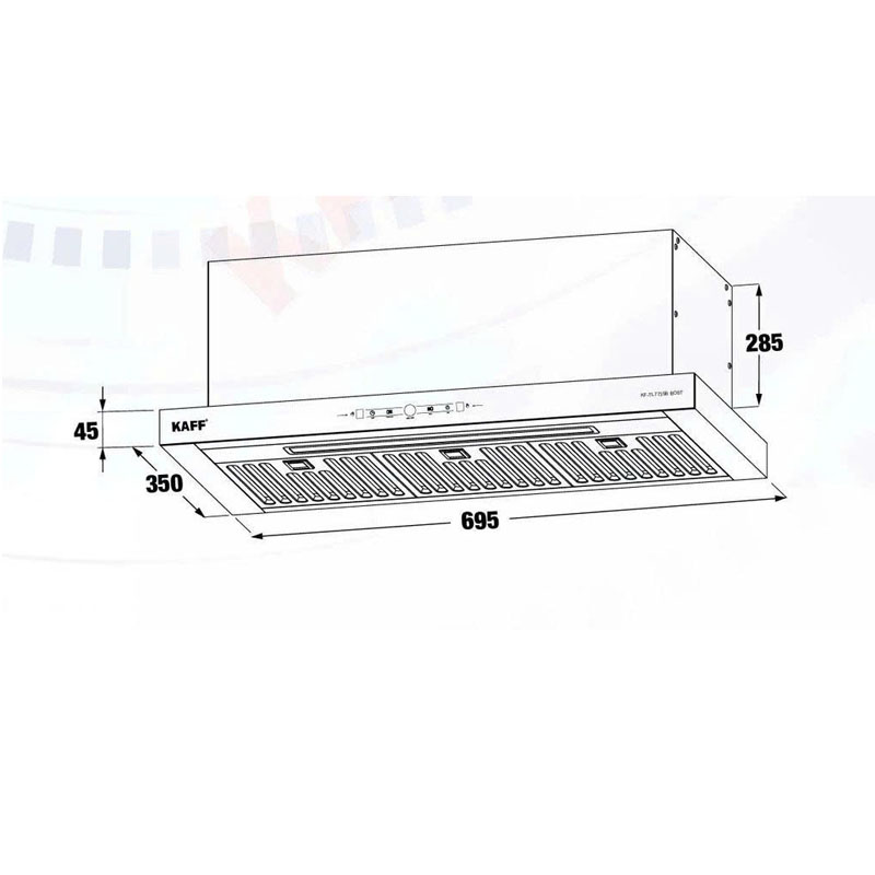 Kích thước tiêu chuẩn 695x285x455mm – Kaff KF-TL7735S BOST