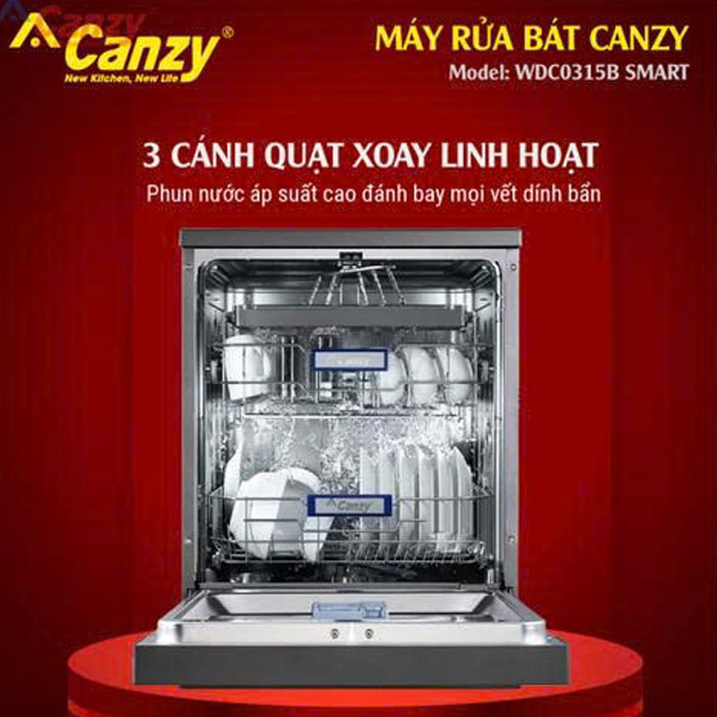 Máy rửa bát Canzy WDC0315B SMART với 7 chương trình rửa thông minh