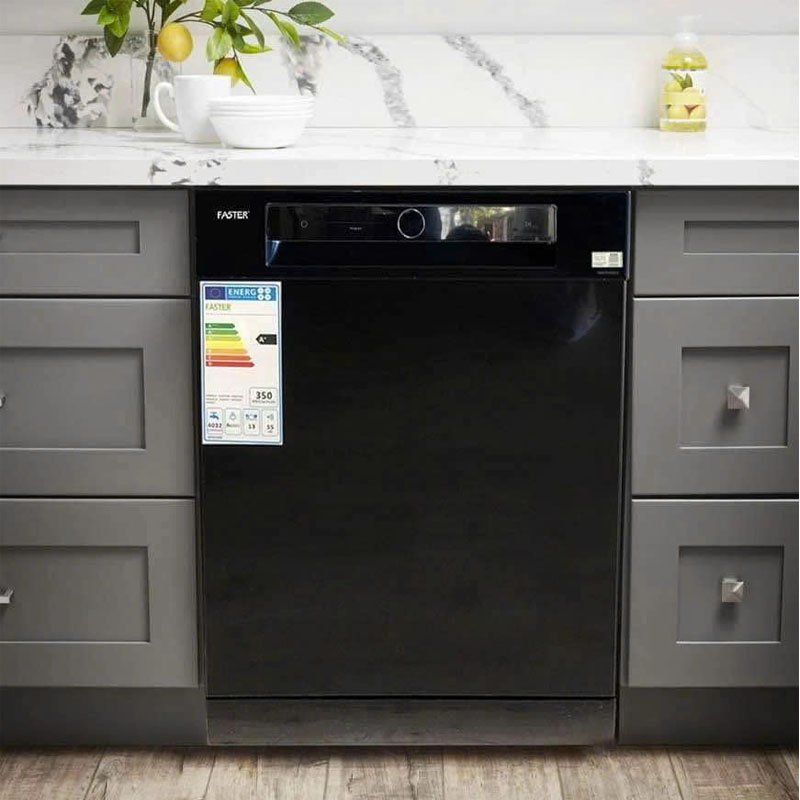 Máy rửa bát FASTER SMS 7813BUV – thiết kế đen sang trọng, sấy Turbo UV