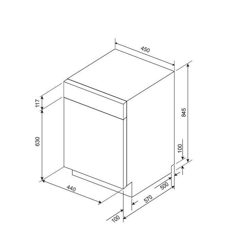Máy rửa chén malloca mdw10-bs08fs kích thước chuẩn w450 x d598 x h850mm