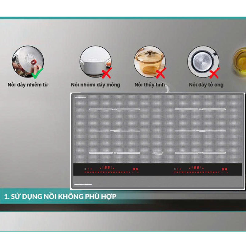 Lỗi dùng nồi không phù hợp khiến bếp từ không nhận nồi