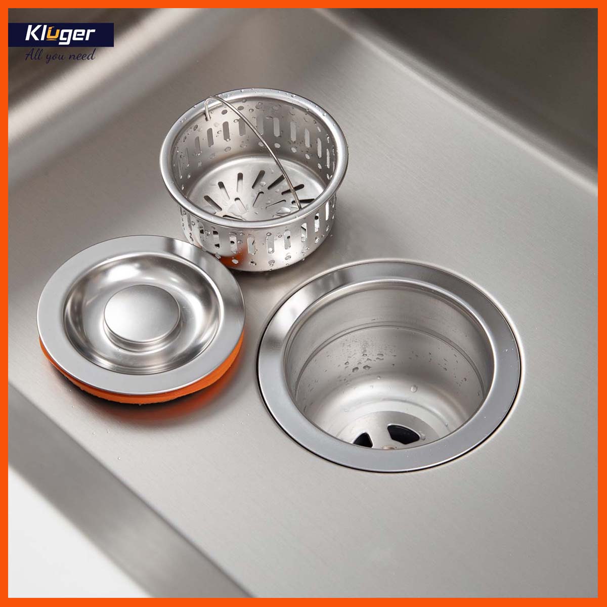 Bát rác 3 lớp và siphon chống mùi đi kèm chậu rửa bát Kluger KU8121S