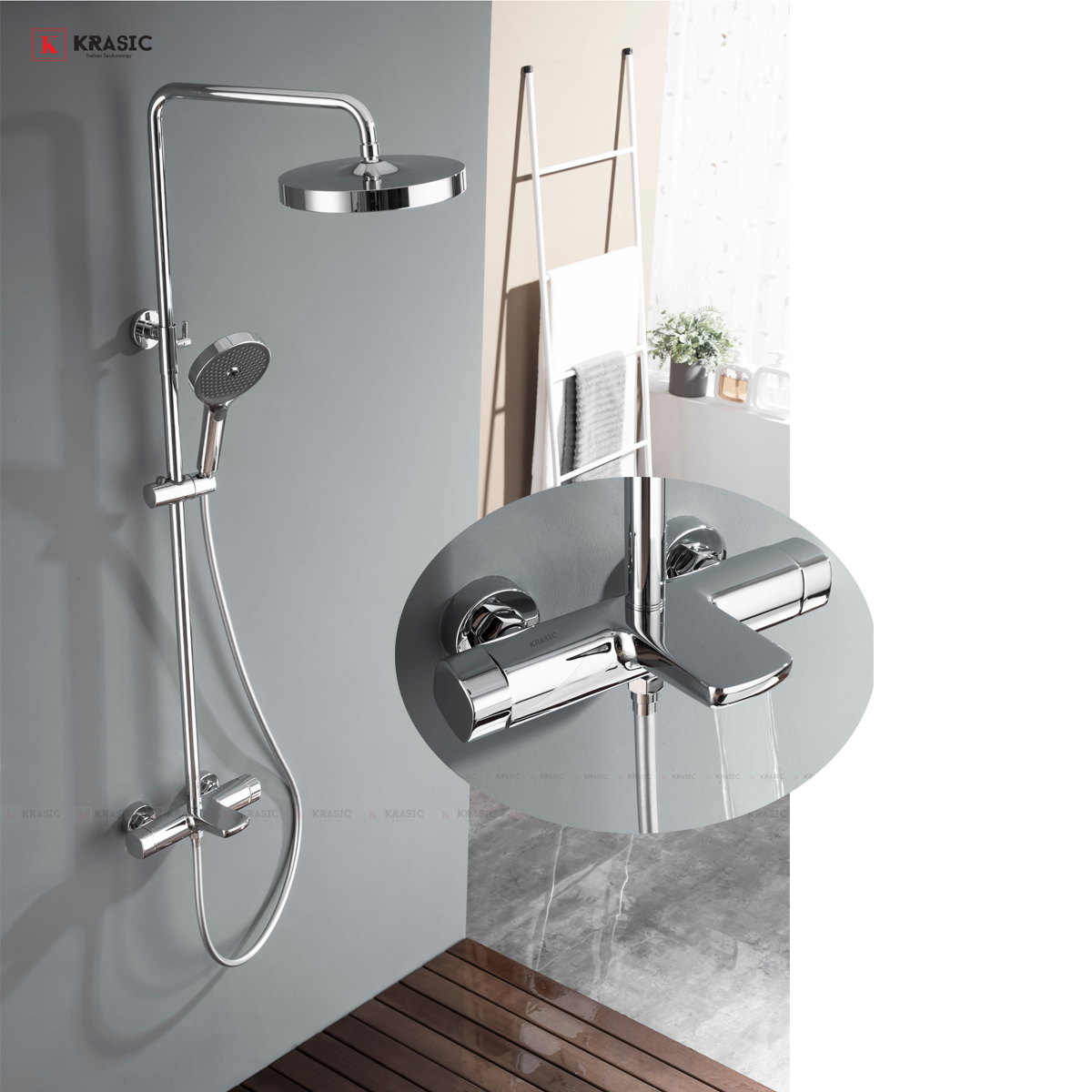 Sen cây KRASIC K06788 chính hãng thiết kế hiện đại, tông màu crom