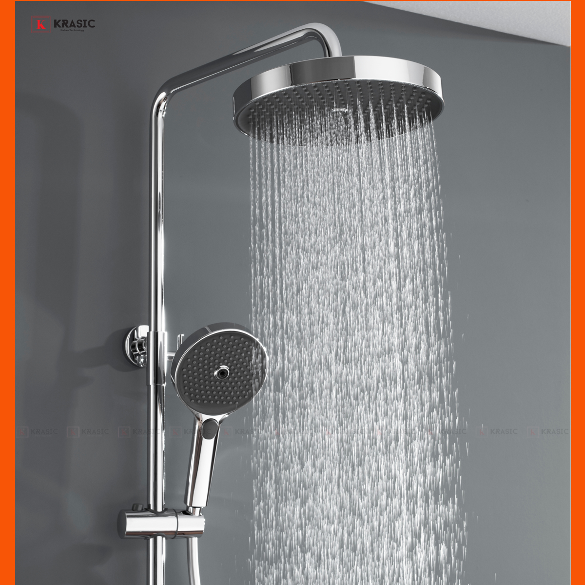 Dòng nước êm ái, tạo bọt nhẹ của sen tắm đứng KRASIC K06788 kiểu thác