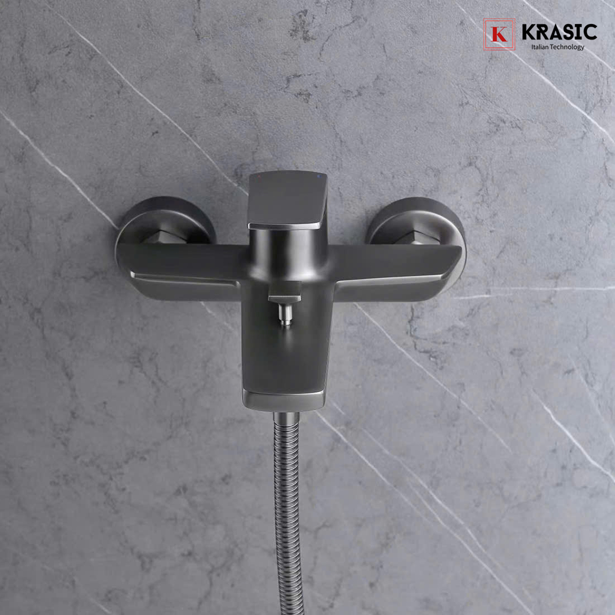 Sen tắm KRASIC K07097GR màu ghi – tay sen áp lực mạnh, mạ Crom cao cấp