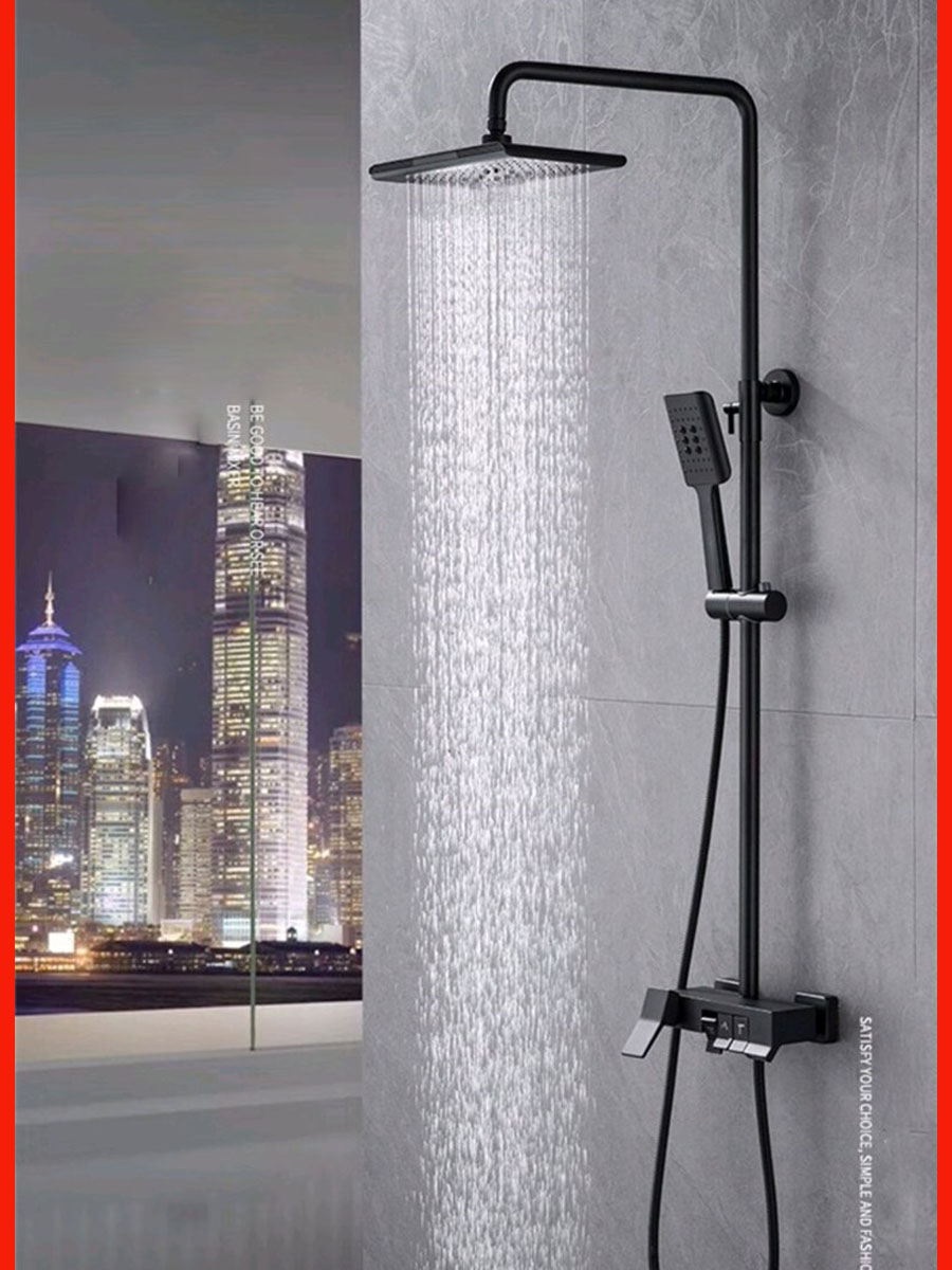 Sen tắm cây phím đàn SKL03 – Mạ tĩnh điện đen viền đồng, chống bám cặn, kiểu dáng hiện đại.