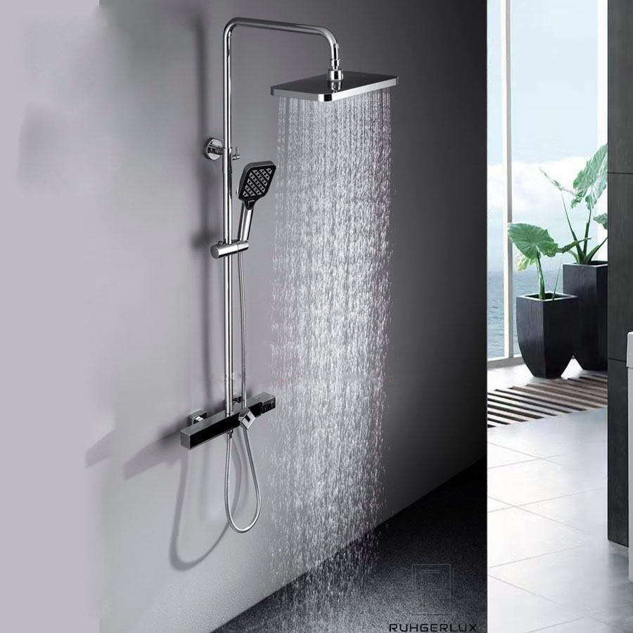 Vòi sen cây Ruhgerlux 3005 Lux – Chất liệu đồng mạ Chrome 3 lớp sáng bóng, chống gỉ sét, áp lực nước mạnh, điều chỉnh nhiệt độ thông minh