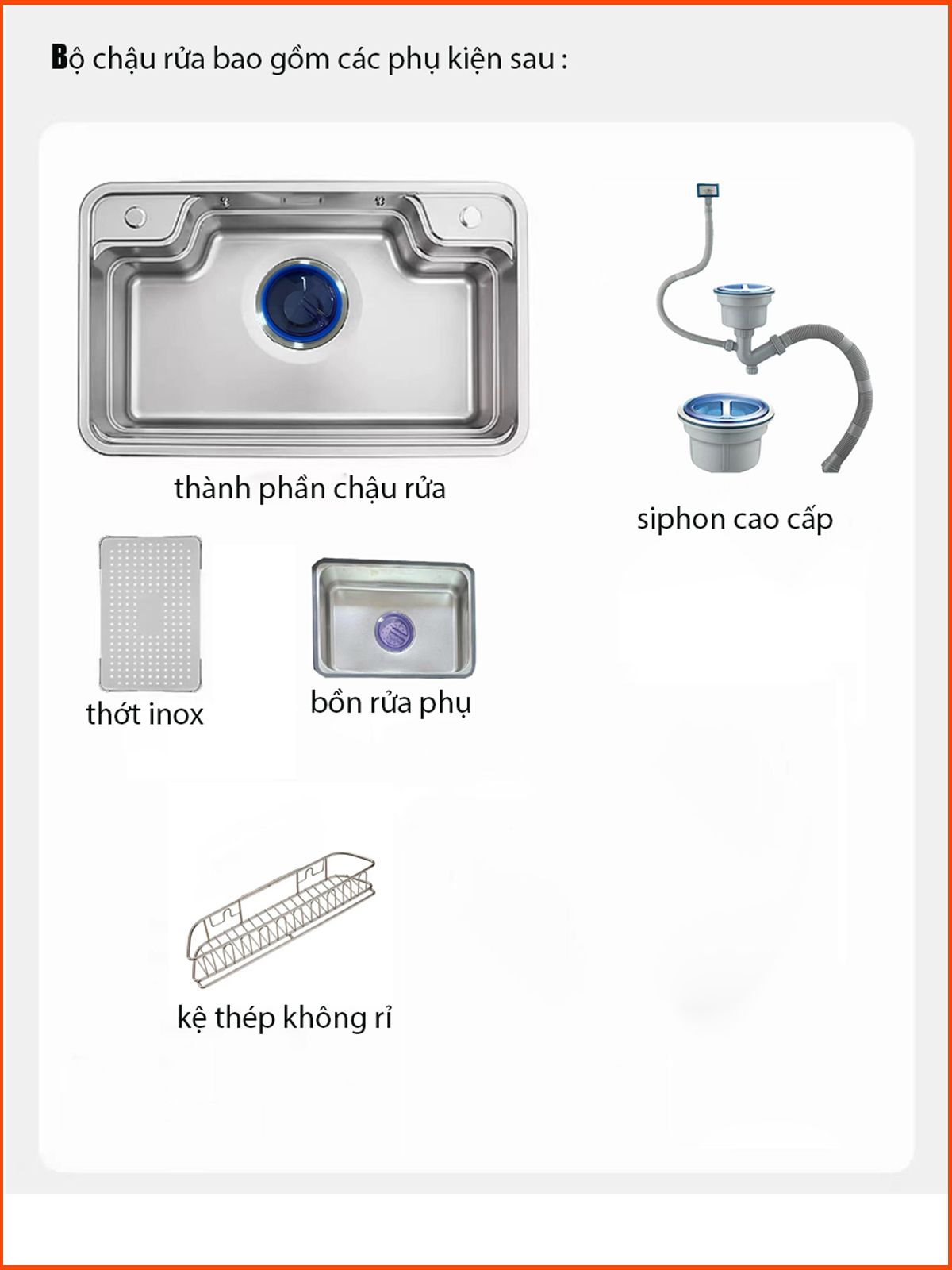 Thiết kế gờ hạ bậc thông minh của chậu rửa bát SKL7848 giúp tối ưu không gian sử dụng