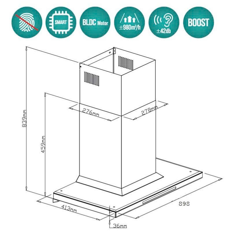Thông Số Kỹ Thuật Máy hút mùi GrandX GX H90T81G