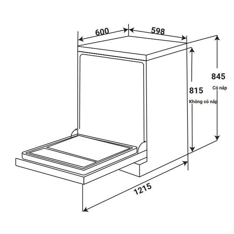 Thông số kỹ thuật Máy rửa chén KAFF KF-BHMI815Y