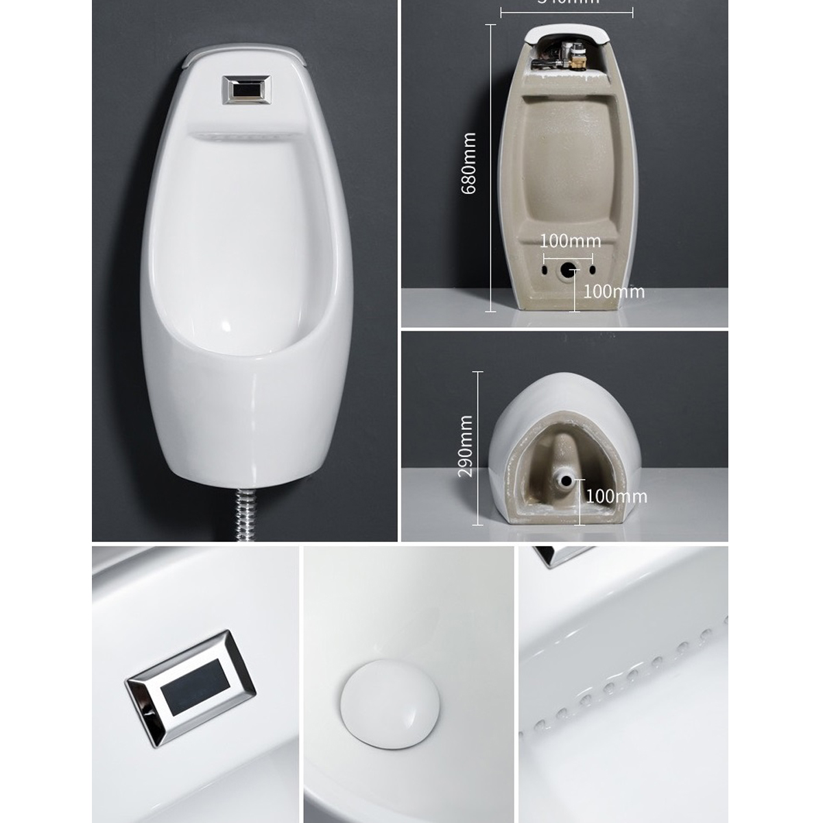 Tiểu nam cảm ứng KRASIC K-404 treo tường – thiết kế hiện đại, xả nước tự động