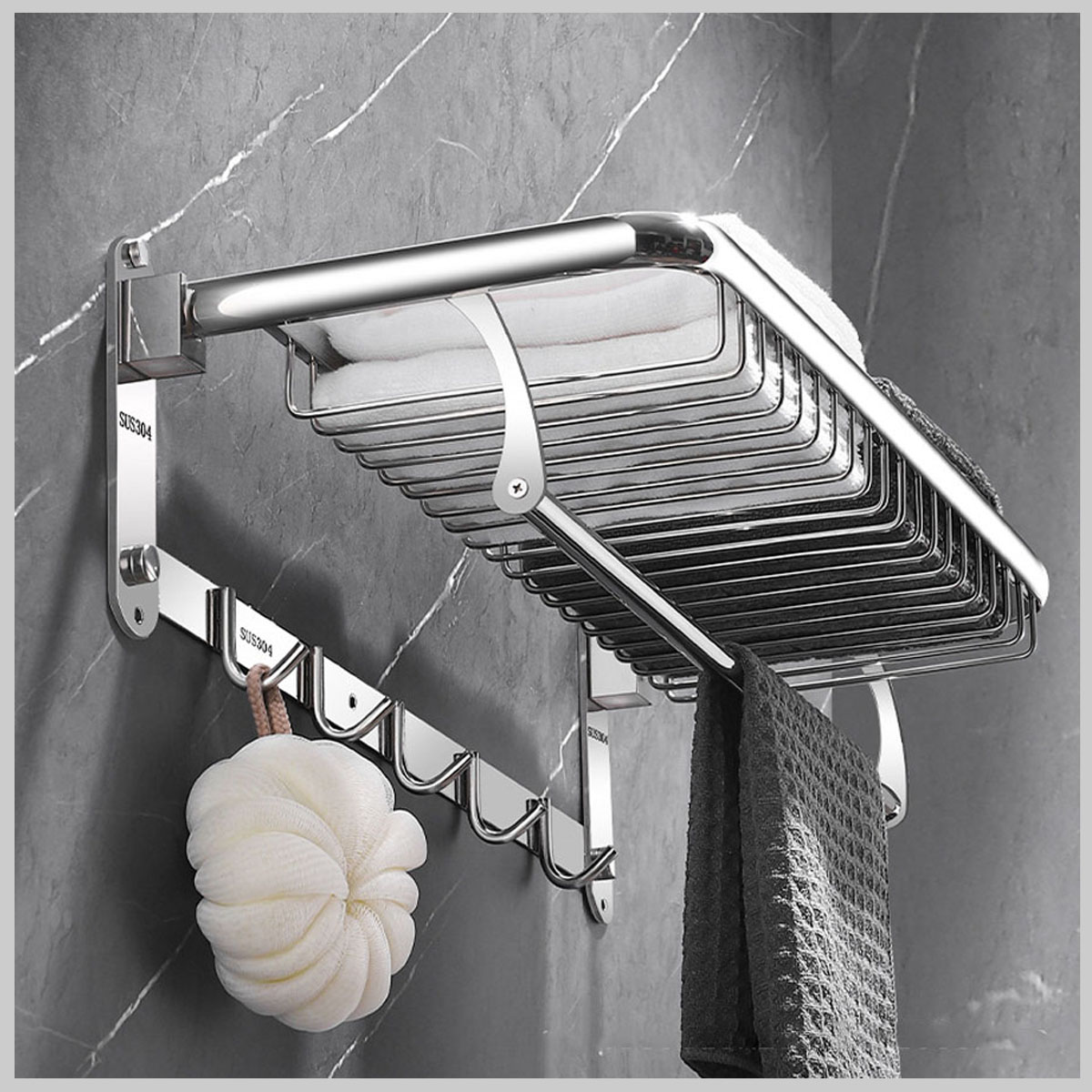 Vắt khăn giàn inox 304 CB21 – 2 tầng tiện dụng, chống gỉ, thiết kế gọn gàng