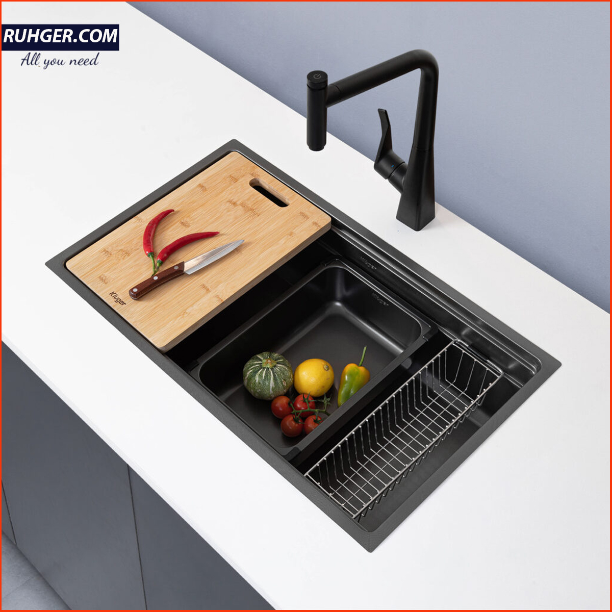 Chậu rửa bát Kluger KWU8161FB – S76 Plus sử dụng inox POSCO 304 cao cấp, chống ăn mòn, độ bền cao