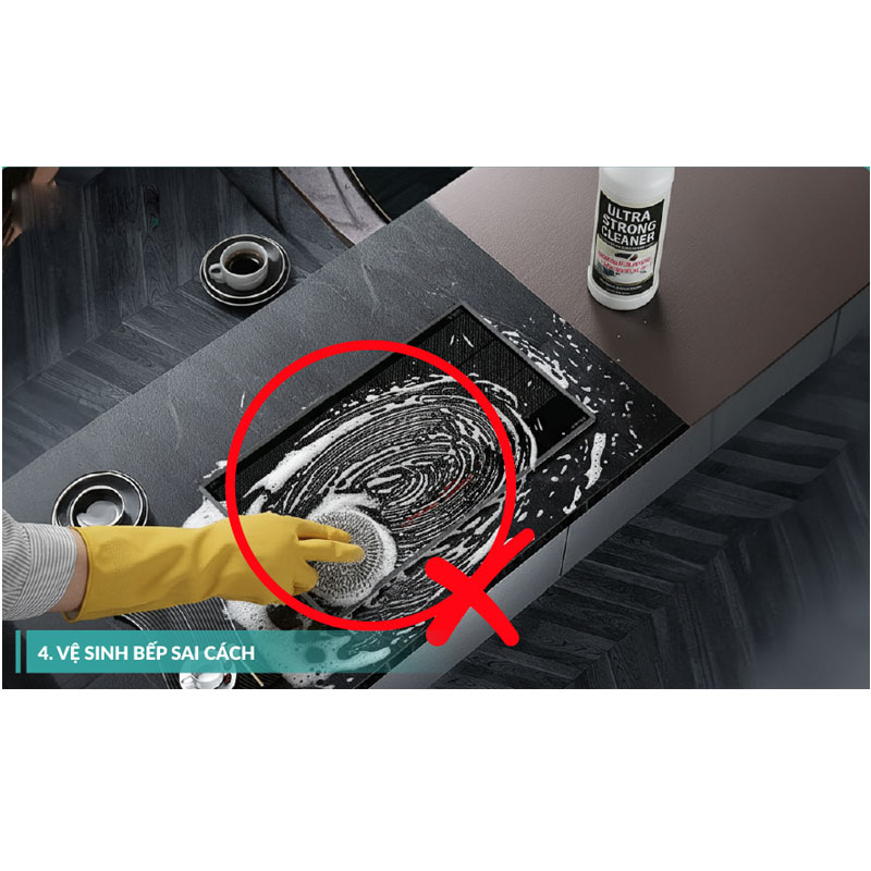 Vệ sinh bếp từ sai cách gây trầy xước và hư mặt kính