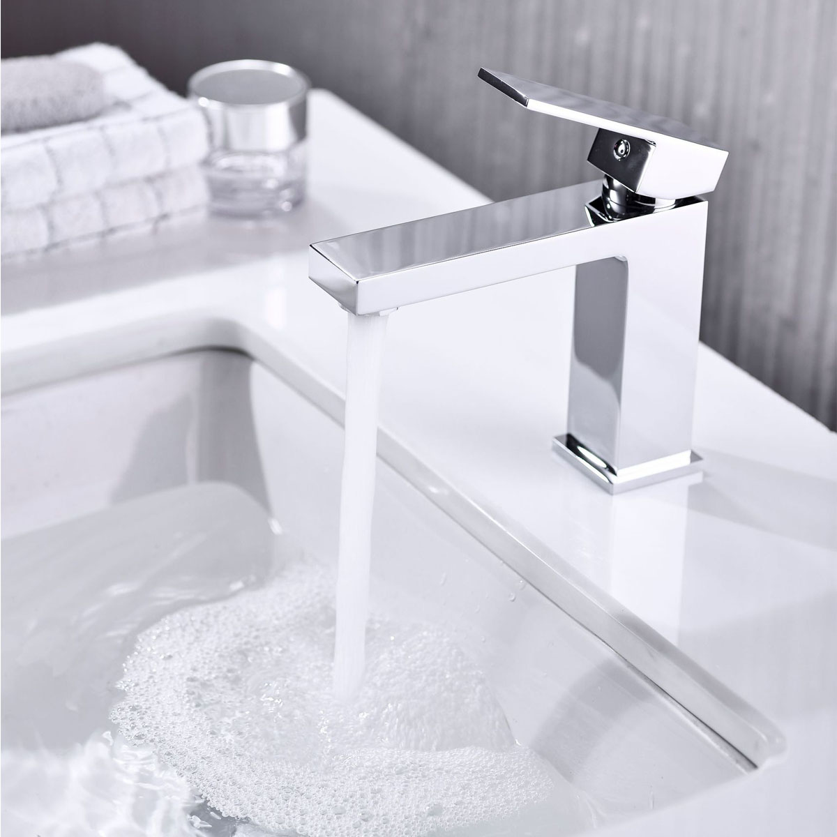 Vòi rửa mặt 1008 đồng vuông – Đúc từ đồng nguyên chất, mạ Crom sáng bóng, chống gỉ sét