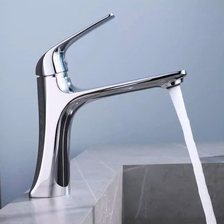 Vòi lavabo RGL5001 – Chất liệu đồng thau nguyên khối, mạ 3 lớp sáng bóng, chống gỉ sét, xả nước êm ái