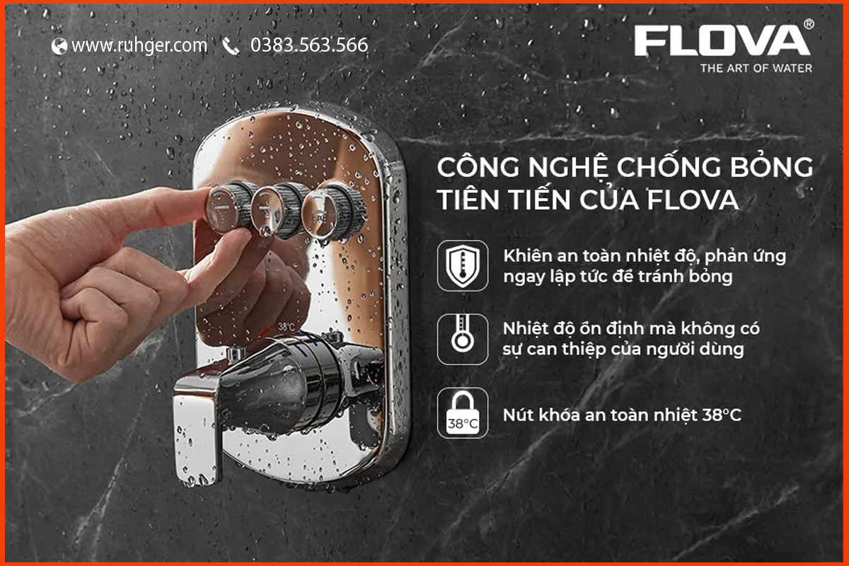 Công nghệ ổn định nhiệt độ Vernet giúp bộ sen BL60749 duy trì nhiệt độ nước ổn định, tránh bỏng, an toàn cho gia đình