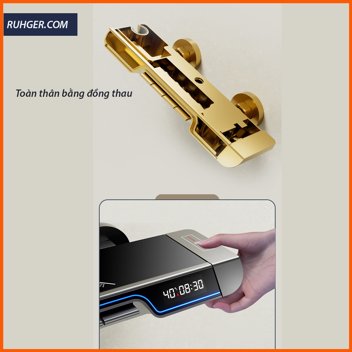 Vòi sen KP-9688SMART làm từ chất liệu Đồng HPP tiêu chuẩn Châu Âu 59-1, bền bỉ, chống ăn mòn