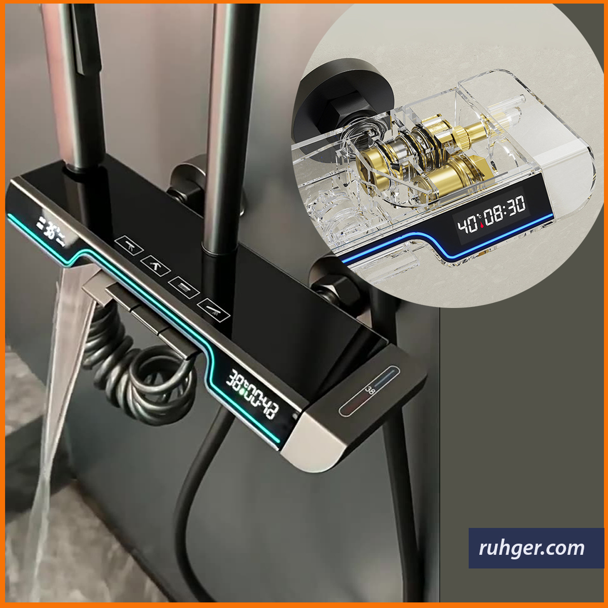 Màn hình LED hiển thị nhiệt độ vòi sen KP-9688SMART – Kiểm soát nhiệt độ chính xác