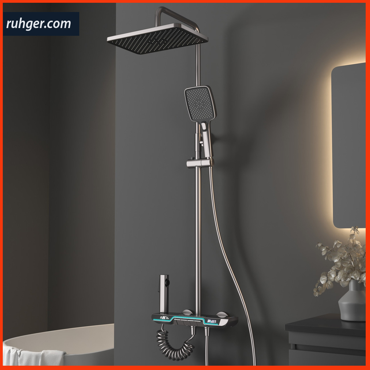 Vòi sen KP-9688SMART lắp đặt trong phòng tắm hiện đại, mang đến vẻ đẹp sang trọng, tiện nghi