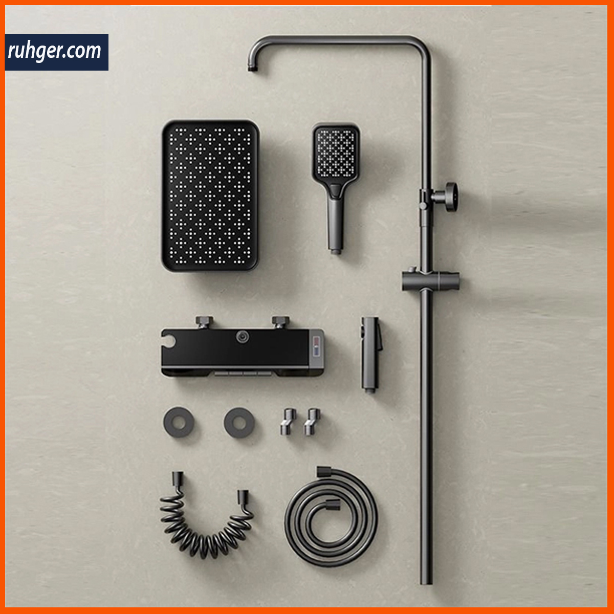 Bộ phụ kiện đi kèm vòi sen KP-9688SMART, đầy đủ và tiện lợi