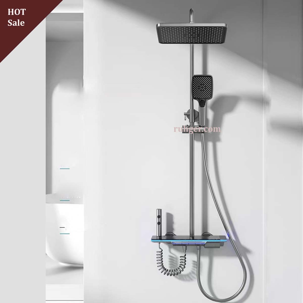 Vòi sen tắm S707 màu xám thiết kế hiện đại, gắn tường