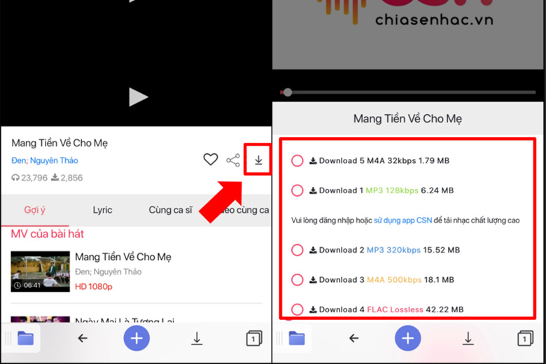 Lựa chọn chất lượng và tải về