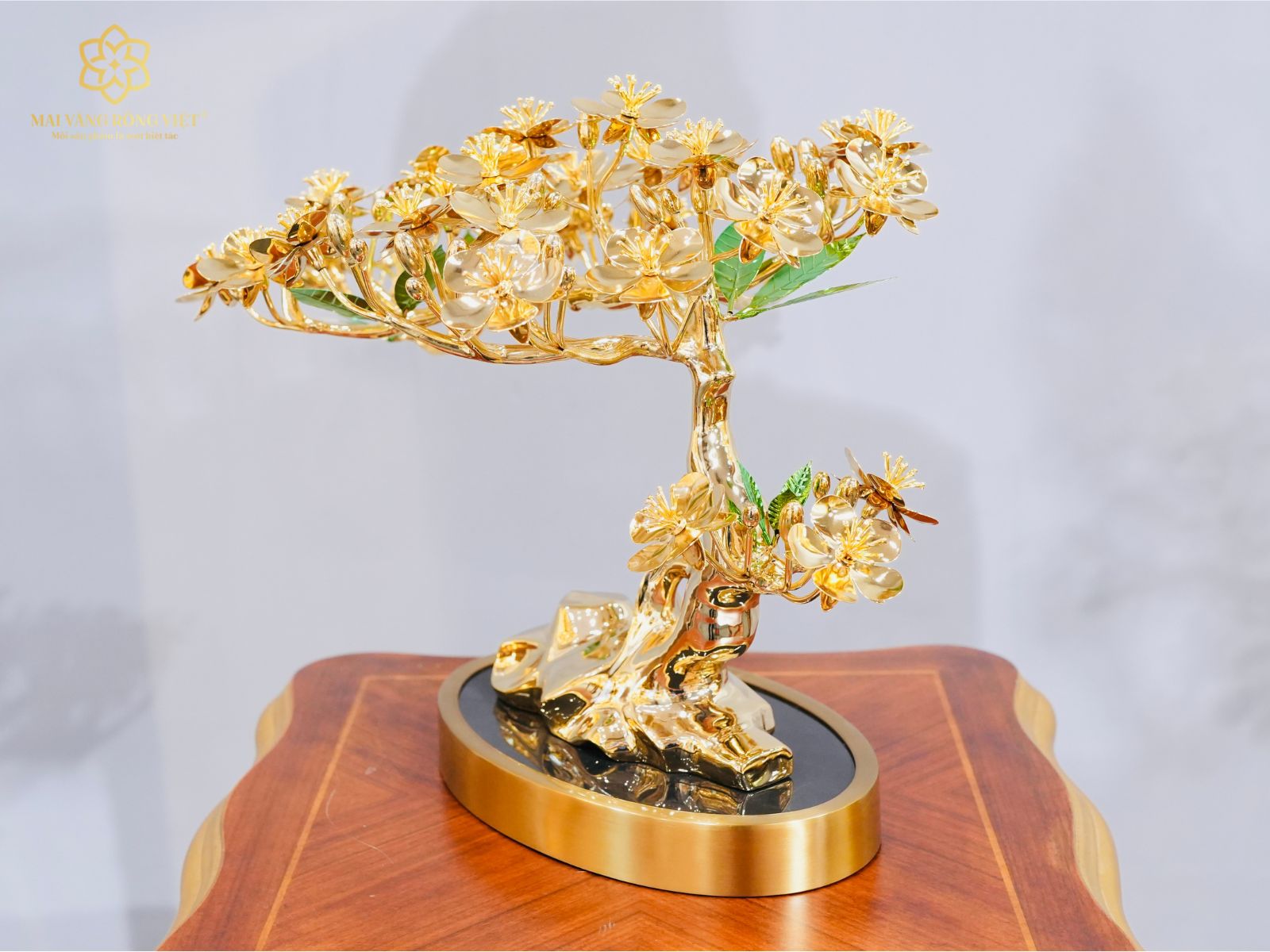 Biểu tượng cây Kim Mai Ngũ Phúc mạ vàng 24K