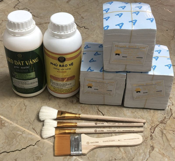 bộ sản phẩm thi công dát vàng tại nhà
