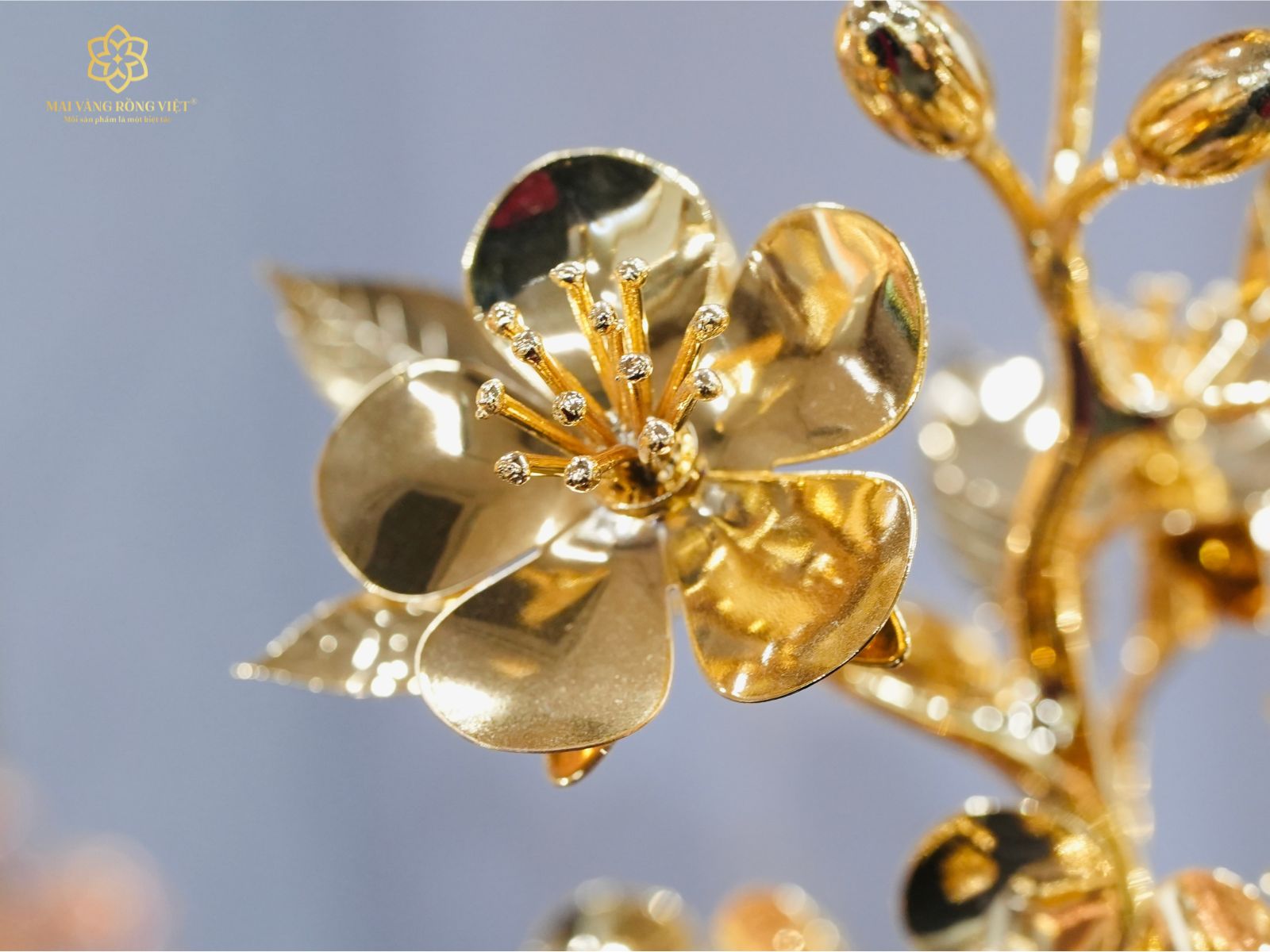 Bông hoa Mai 5 cánh mạ vàng 24K