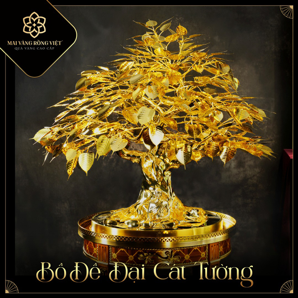 Cây Bồ Đề Đại Cát Tường mạ vàng 24k được chế tác bằng phương pháp thủ công