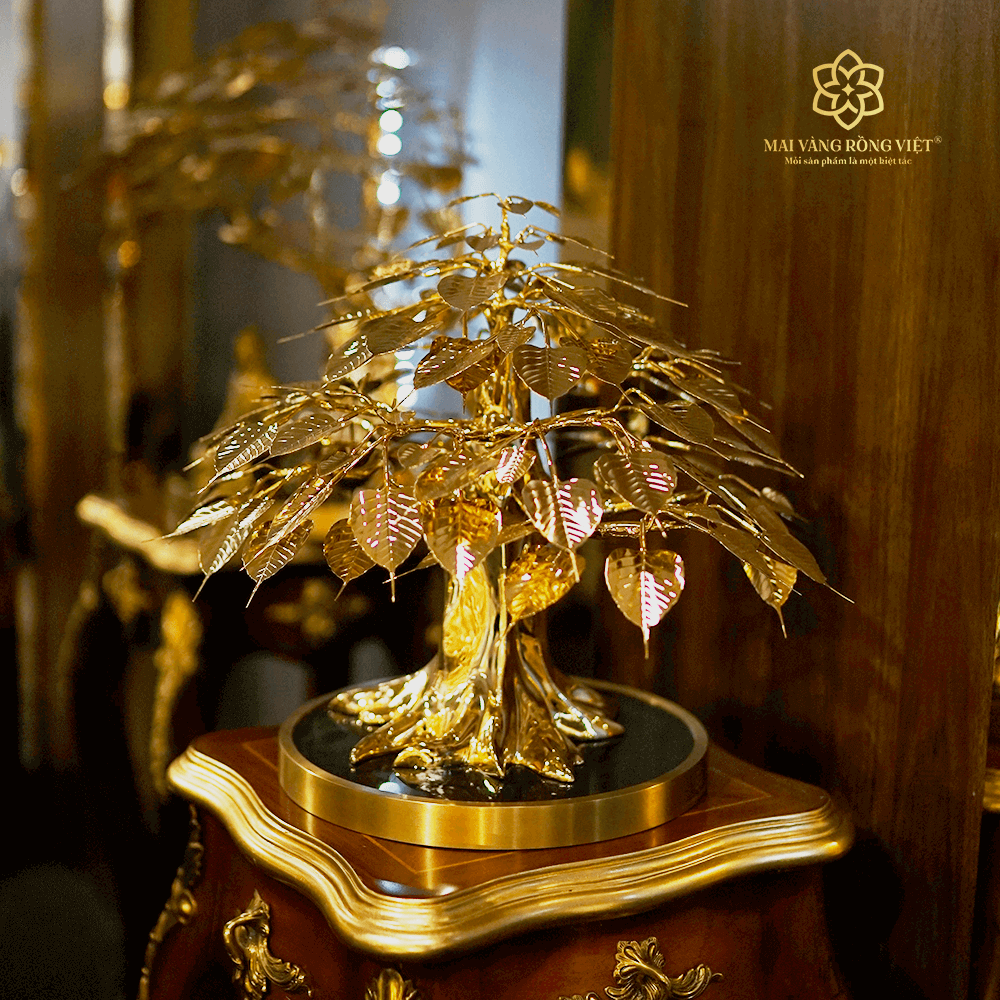 Cây Bồ Đề Đại Cát Tường mạ vàng 24k cao 390mm