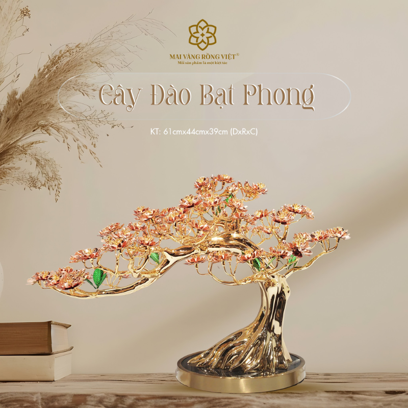 Quà tặng doanh nghiệp cao cấp: cây đào mạ vàng