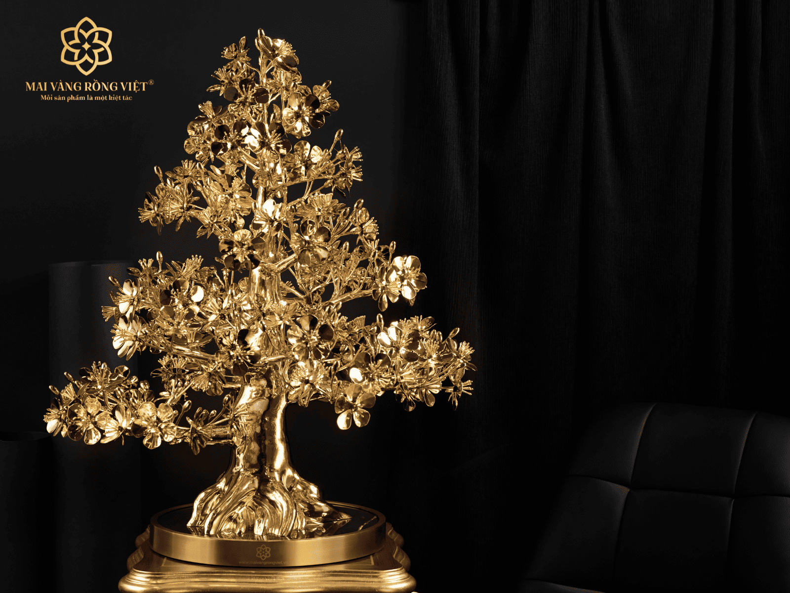 Quà tặng tân gia Cây Mai Long Thăng Mạ Vàng 24K