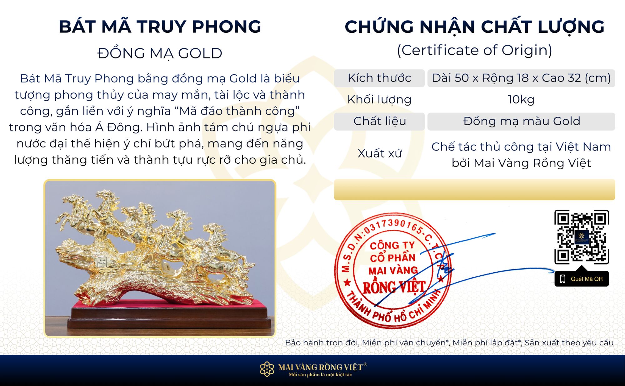 Chứng nhận chất lượng bát mã truy phong 32cm