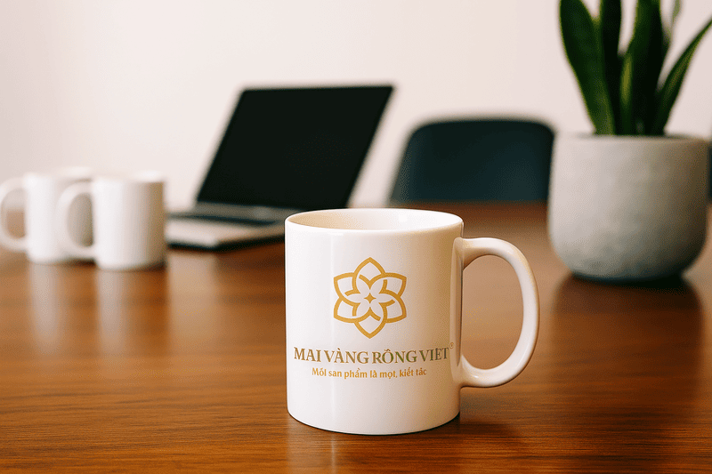 Cốc sứ gắn tên doanh nghiệp