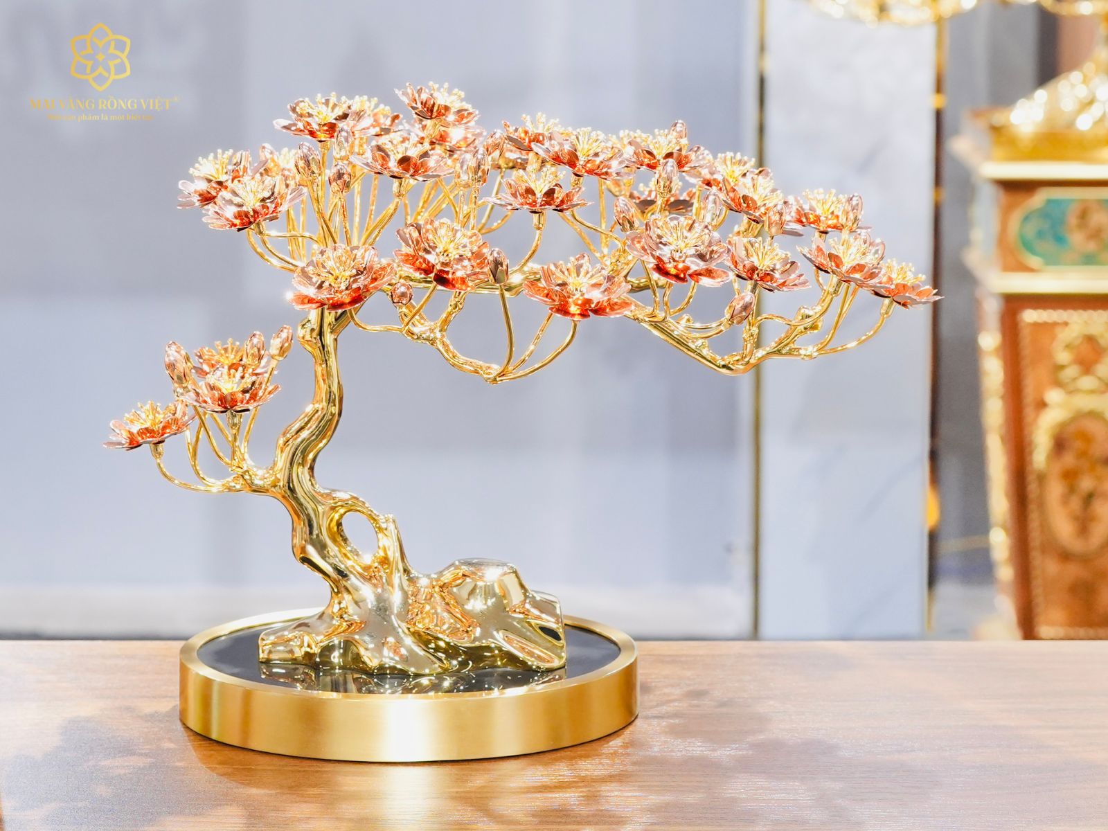 công dụng cây đào Hồng Xuân mạ vàng 24K mix rose gold