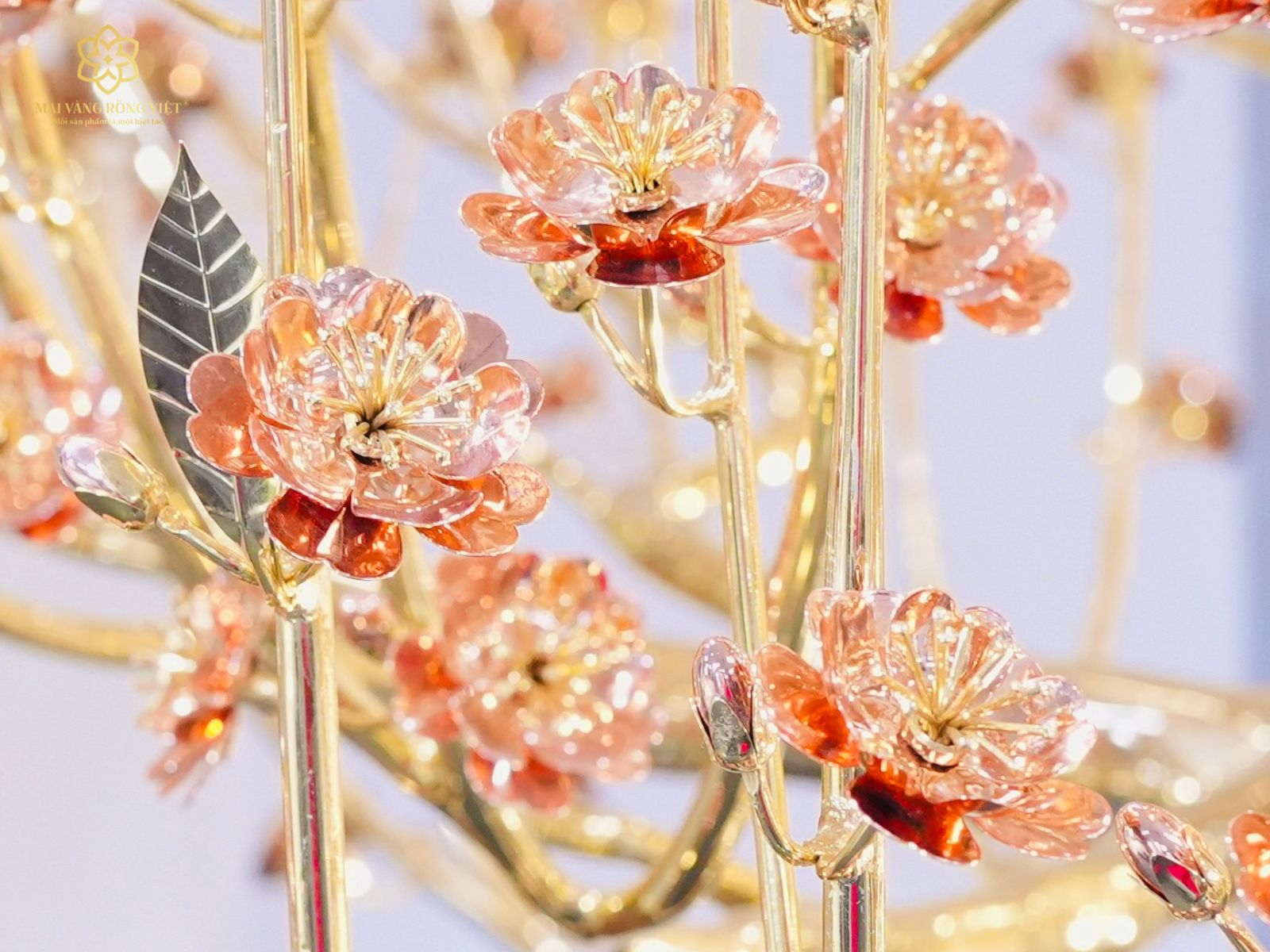 Nụ Của Cây Đào Trường Xuân Mạ Vàng 24K Mix Rose Gold Cao 2,6 Mét
