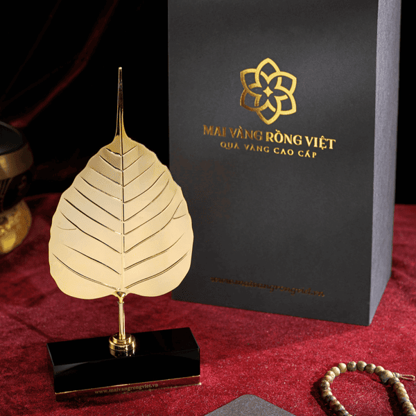 Lá bồ đề mạ vàng - quà cưới chúc bình an