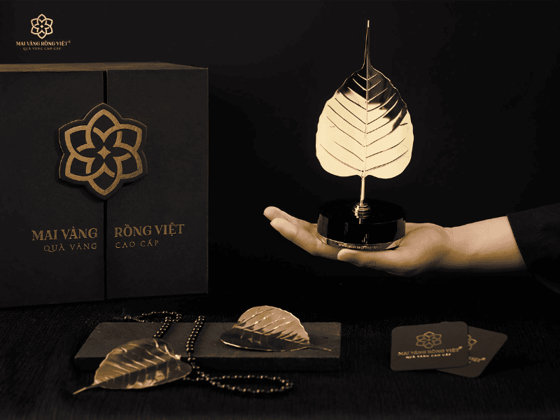 Lá Bồ Đề Hạnh Phúc Mạ Vàng