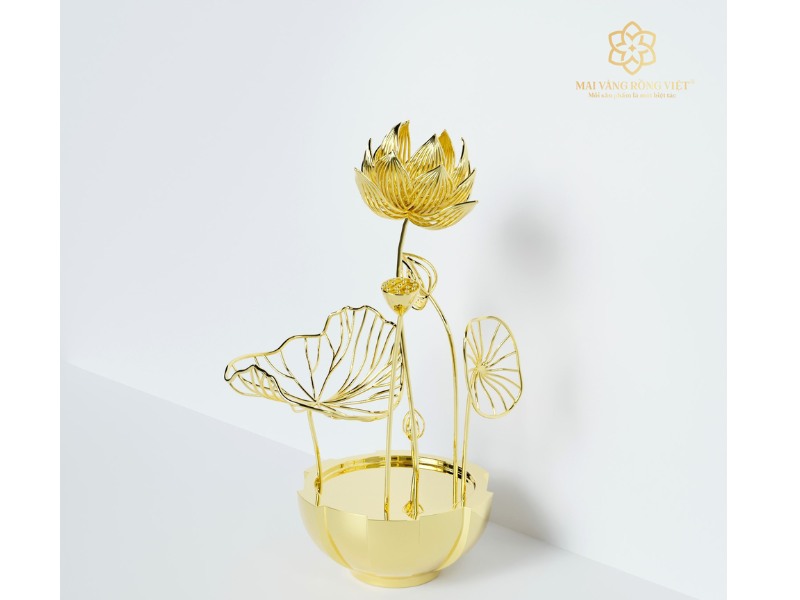 Chậu sen mạ vàng 24k tại Mai Vàng Rồng Việt