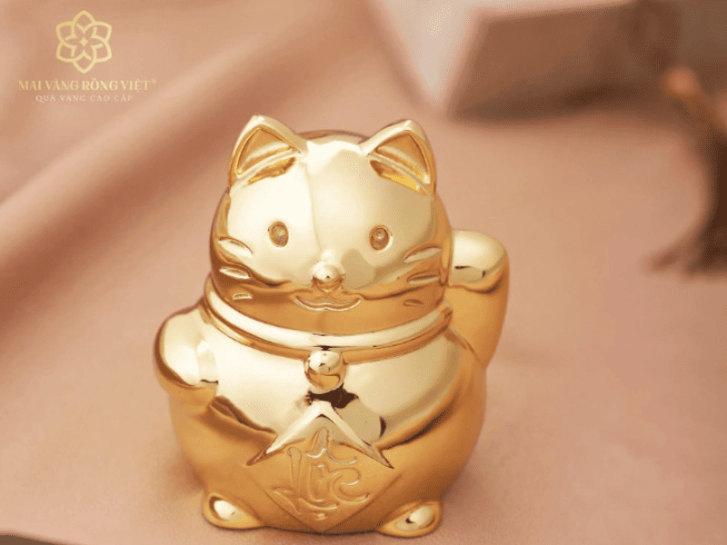Mèo thần tài mạ vàng