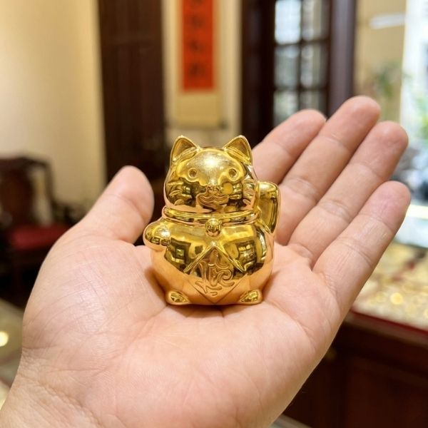 Mèo Vàng May Mắn Mạ Vàng 24K – Tuyệt tác của nghệ thuật chế tác