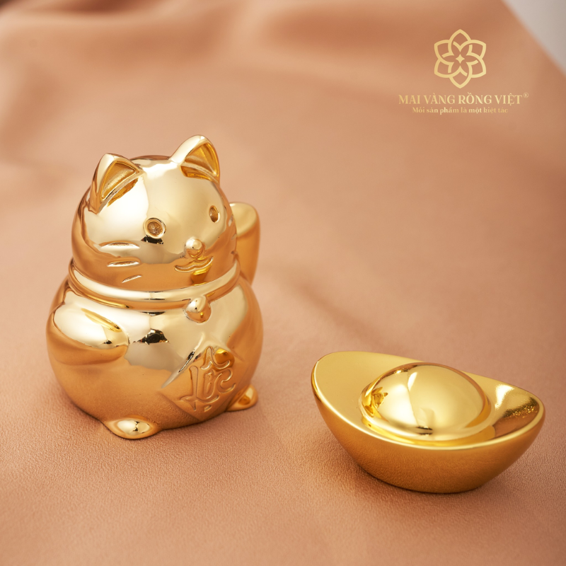 Qùa tặng doanh nghiệp: mèo thần tài mạ vàng 24k