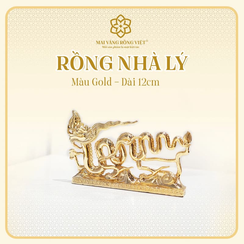 Quà phong thủy để bàn: tượng rồng mạ vàng