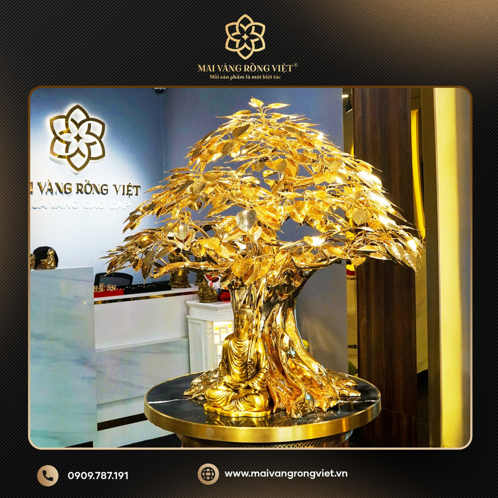 Quà biếu gia đình ngày Tết: Cây bồ đề mạ vàng