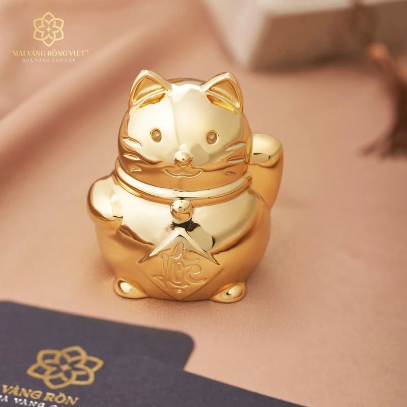 Mèo thần tài mạ vàng