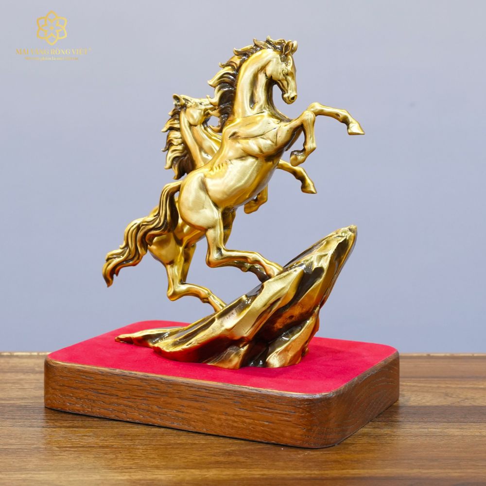 Ý nghĩa phong thủy tượng song mã thịnh vượng bằng đồng cao 20cm